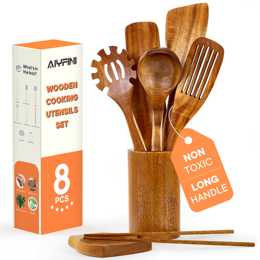 Non-Toxic Wooden Cooking Utensils Set | Alyfini