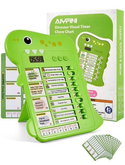 Dinosaur Chore Chart for Kids with Visual Timer | Alyfini