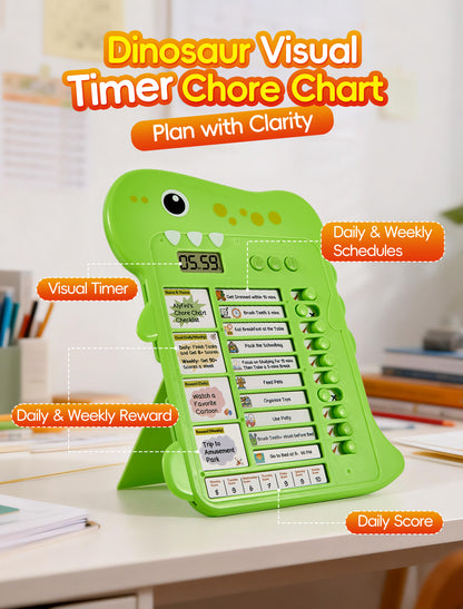 Dinosaur Chore Chart for Kids with Visual Timer | Alyfini