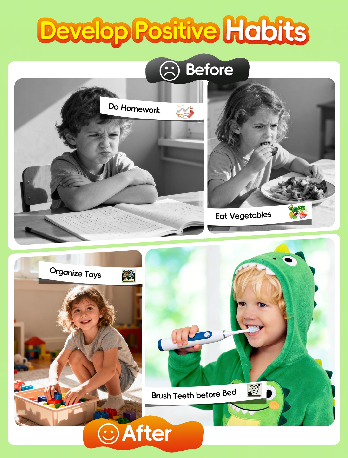 Dinosaur Chore Chart for Kids with Visual Timer | Alyfini