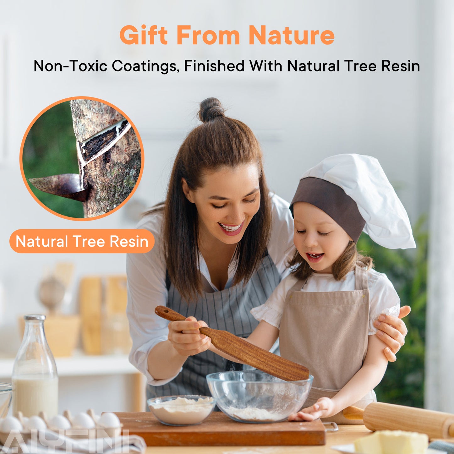 Non-Toxic Wooden Cooking Utensils Set | Alyfini