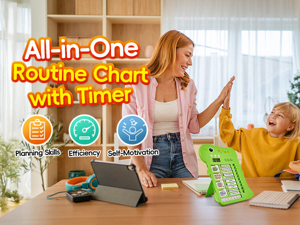 Dinosaur Chore Chart for Kids with Visual Timer | Alyfini