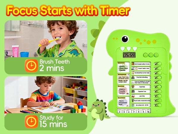 Dinosaur Chore Chart for Kids with Visual Timer | Alyfini