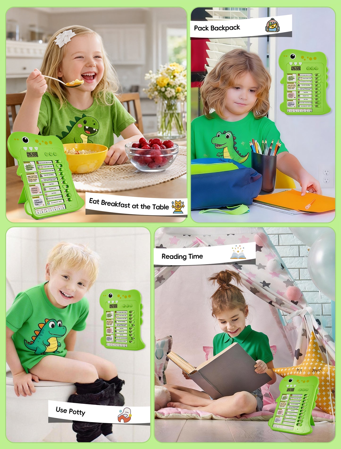 Dinosaur Chore Chart for Kids with Visual Timer | Alyfini