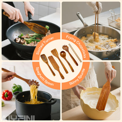 Non-Toxic Wooden Cooking Utensils Set | Alyfini