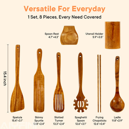 Non-Toxic Wooden Cooking Utensils Set | Alyfini