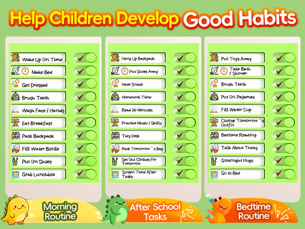 Dinosaur Chore Chart for Kids with Visual Timer | Alyfini