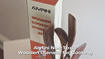 Non-Toxic Wooden Cooking Utensils Set | Alyfini